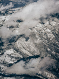 Aerial view of snowy mountains. 