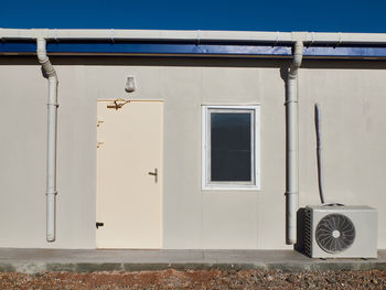 Low angle view of closed door of building