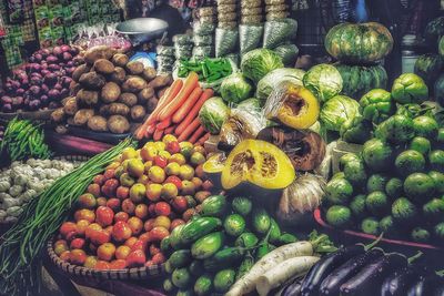 Fruits for sale at market stall