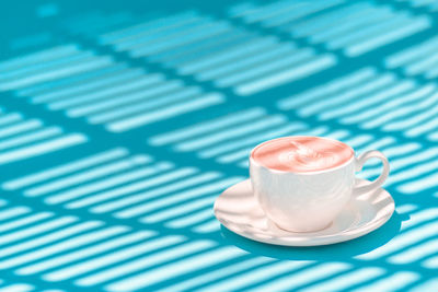 High angle view of ice cream on table