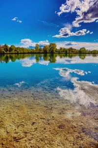 Reflection of clouds in lake