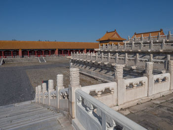 Exterior of building against clear blue sky