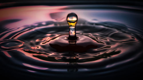 Close-up of drop on water