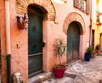 Facade and entrance of a typical house in collioure, france