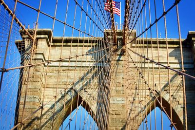 Low angle view of suspension bridge