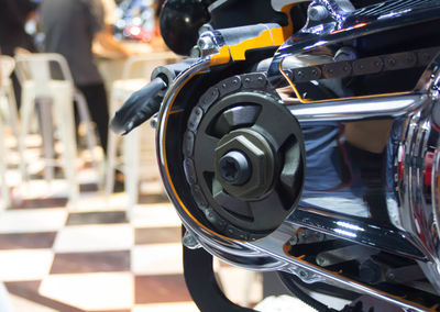 Close-up of motorcycle on street