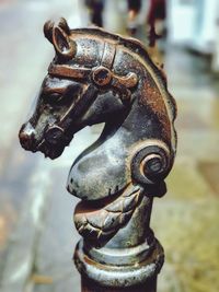 Close-up of horse sculpture