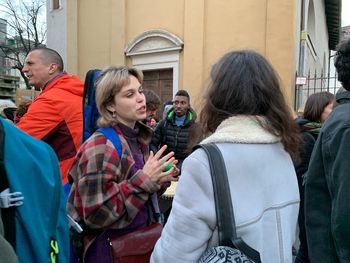 People standing on street in city