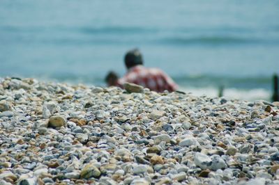 Surface level of pebbles on beach