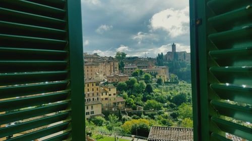 View of building through window