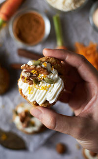 Close-up of woman holding ice cream