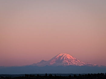 Scenic view of mountain against sky during sunset