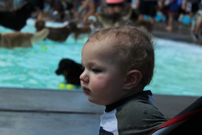 Side view of a boy looking away