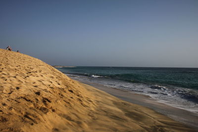 Scenic view of beach against clear sky