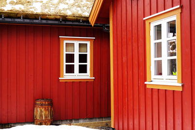 Closed door of building