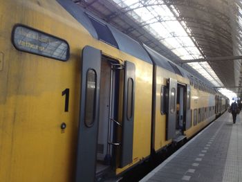 Train at railroad station platform