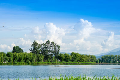 Scenic view of lake against sky