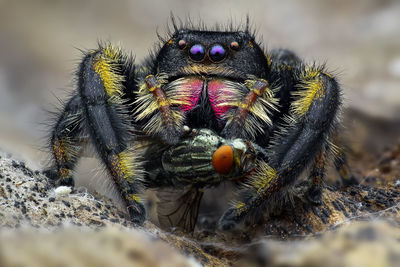 Close-up of spider on web