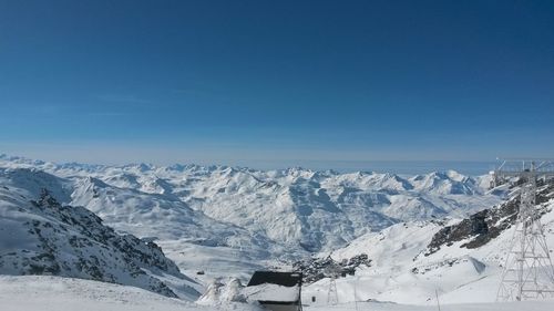 Scenic view of snow covered mountains