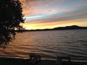 Scenic view of sea at sunset