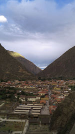 High angle view of townscape against sky