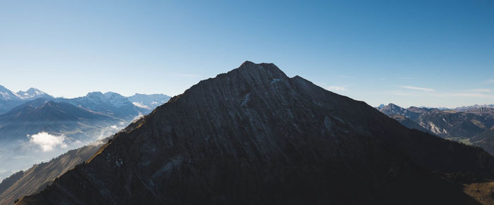 View of mountain range against clear sky