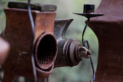 Close-up of rusty machine part