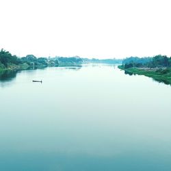 Scenic view of lake against clear sky