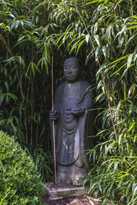 Statue amidst plants