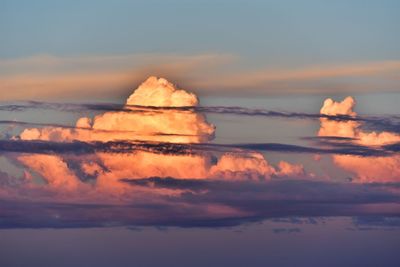 Scenic view of sea against dramatic sky during sunset