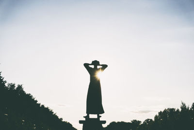 Low angle view of statue against clear sky