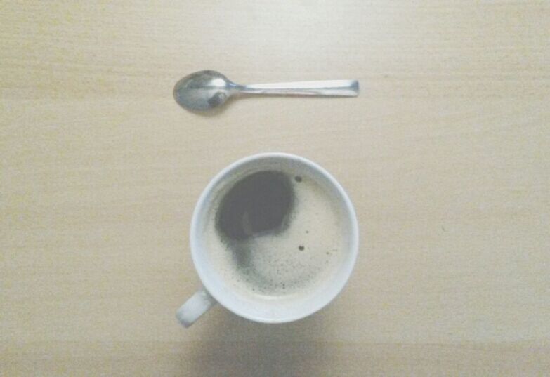 indoors, coffee cup, still life, food and drink, table, spoon, drink, refreshment, directly above, high angle view, coffee - drink, coffee, cup, saucer, close-up, freshness, overhead view, white color, studio shot, no people