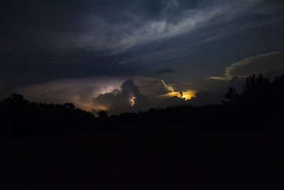 Scenic view of dramatic sky over silhouette landscape
