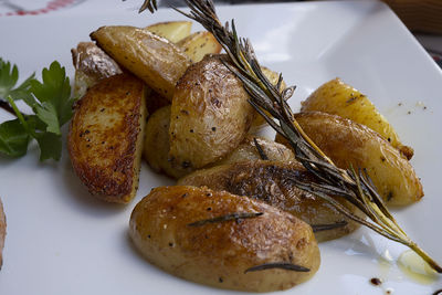 High angle view of meal served in plate