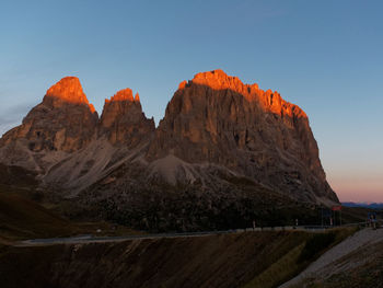 Scenic view of mountain against clear sky