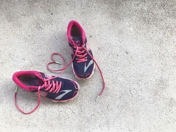 High angle view of shoes on floor