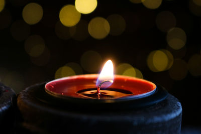 Close-up of illuminated candle