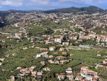 High angle view of townscape and buildings