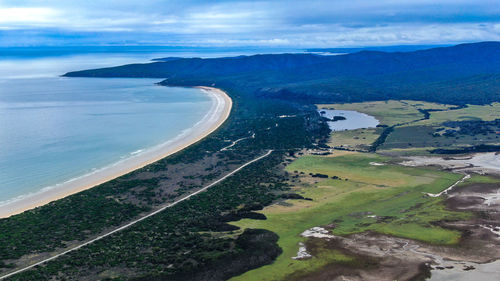 High angle view of beach against sky