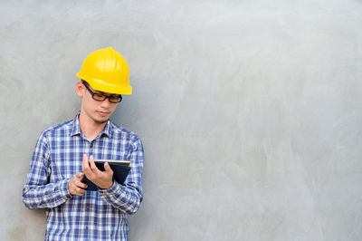 Man working with mobile phone