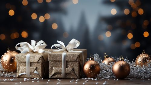 Close-up of christmas decorations on table