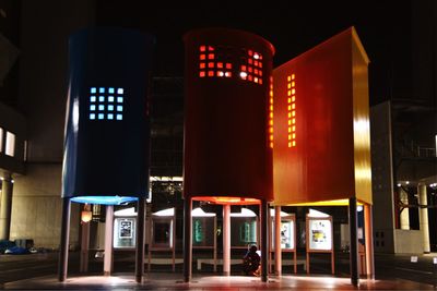 Illuminated parking lot at night