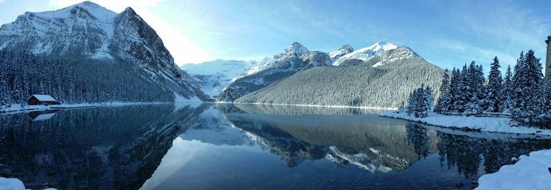 Scenic view of frozen lake against sky