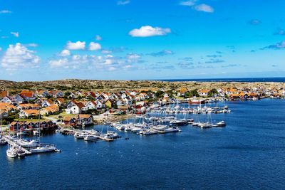 View of boats in harbor