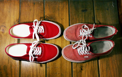 High angle view of shoes on table