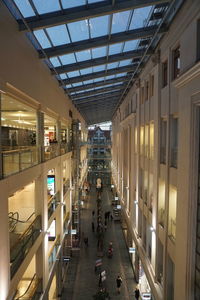 High angle view of people walking in shopping mall