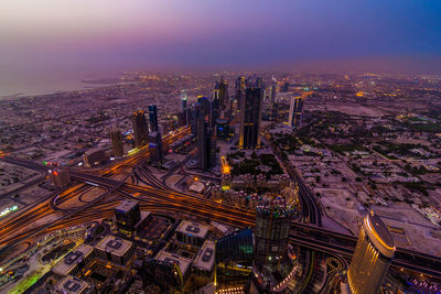 High angle view of buildings in city