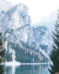 Scenic view of lake by mountains