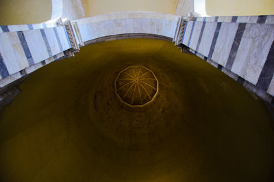 High angle view of spiral staircase in building