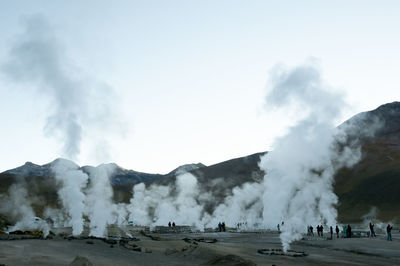 Hot spring against sky